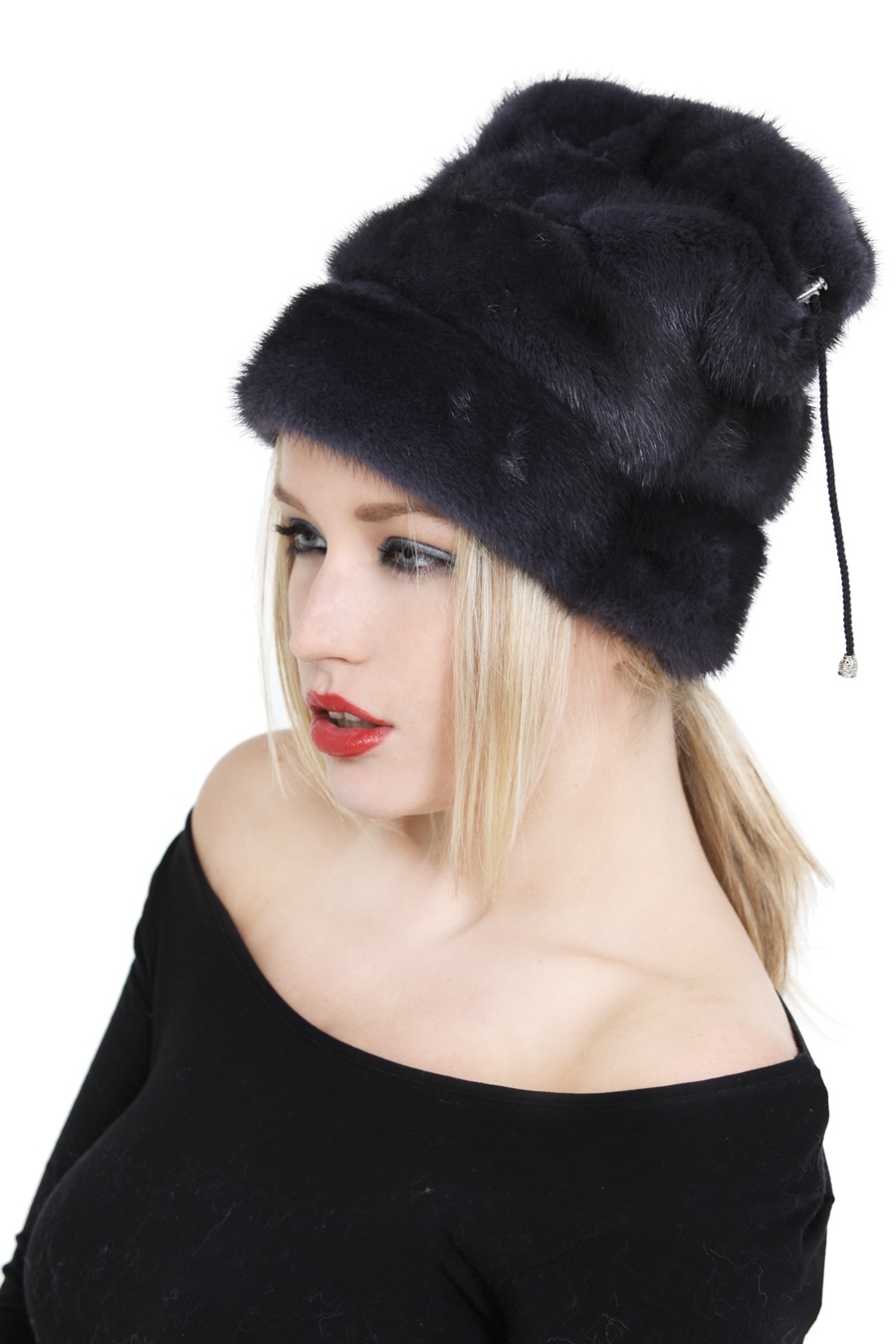 grey mink hat