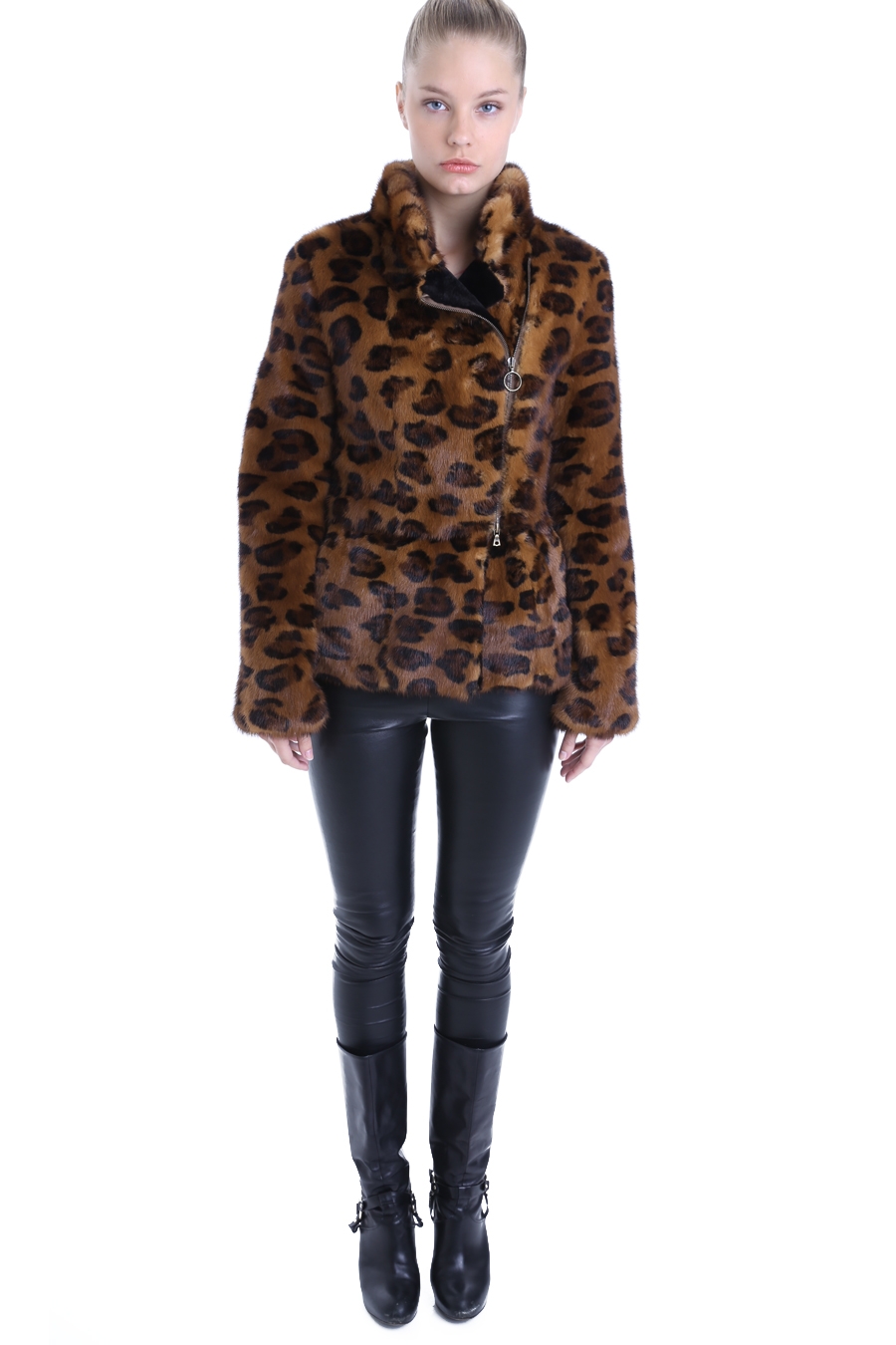 mink biker jacket